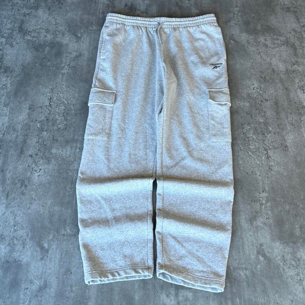 Vintage Y2K Reebok Heather Grey Baggy Cargo Technical Sweatpants